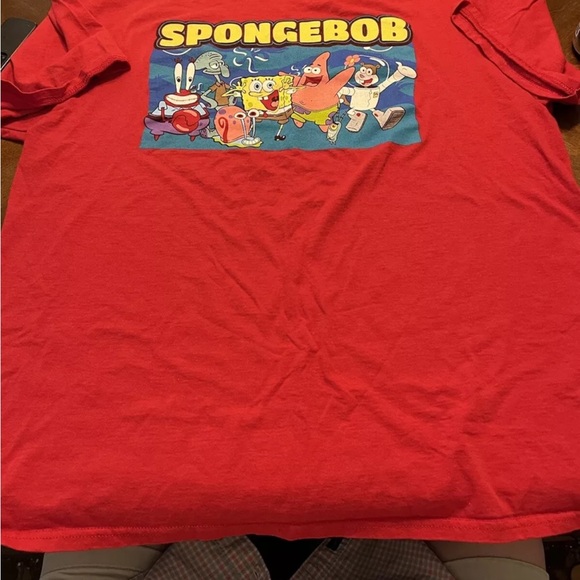 SpongeBob SquarePants T-Shirt Red XL Patrick Sandy Squidward Mr. Krabs Plankton - Picture 2 of 3